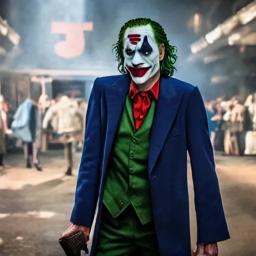 Image similar to film still of Peter Storemare as joker in the new Joker movie