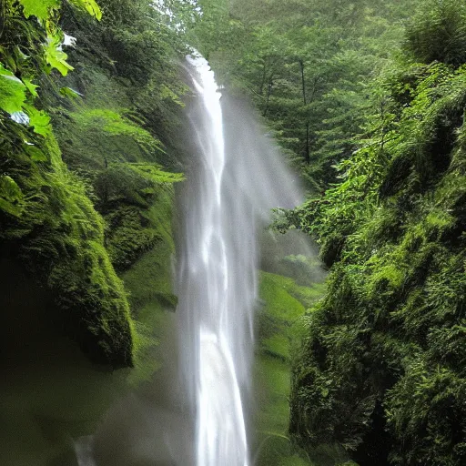 Image similar to a waterfall that flows up into a cloud