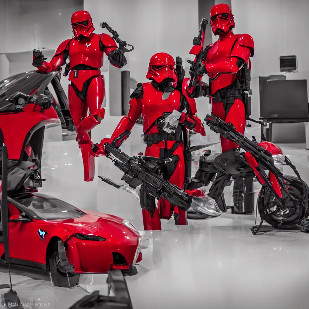 Prompt: red alert 2 tesla trooper at a health and safety seminar, sigma 85mm, f 1/4, ultra detailed