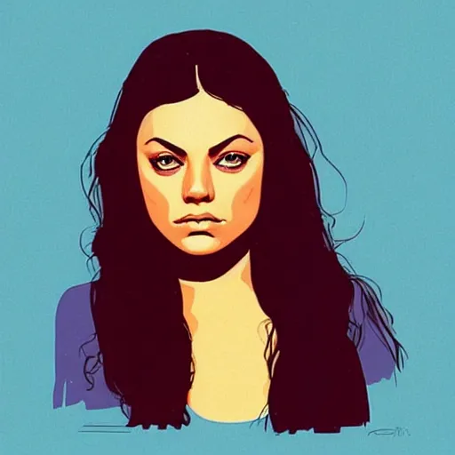 Image similar to “ mila kunis retro minimalist portrait by jean giraud, art of moebius, sharp, smooth face, comic, 8 k ”