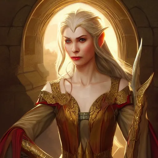 elven noblewoman, arrogant, D&D, fantasy, portrait,, Stable Diffusion