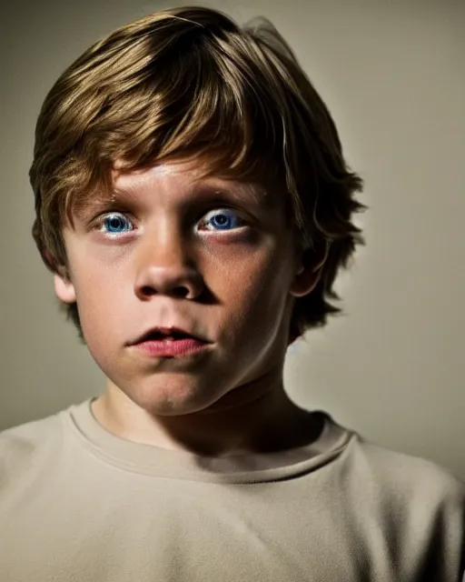 Image similar to very low angle high quality hyper realistic portrait of young mark hamill portraying young luke skywalker, dark dramatic lighting, portrait realistic and insanely detailed, great composition, 8 k