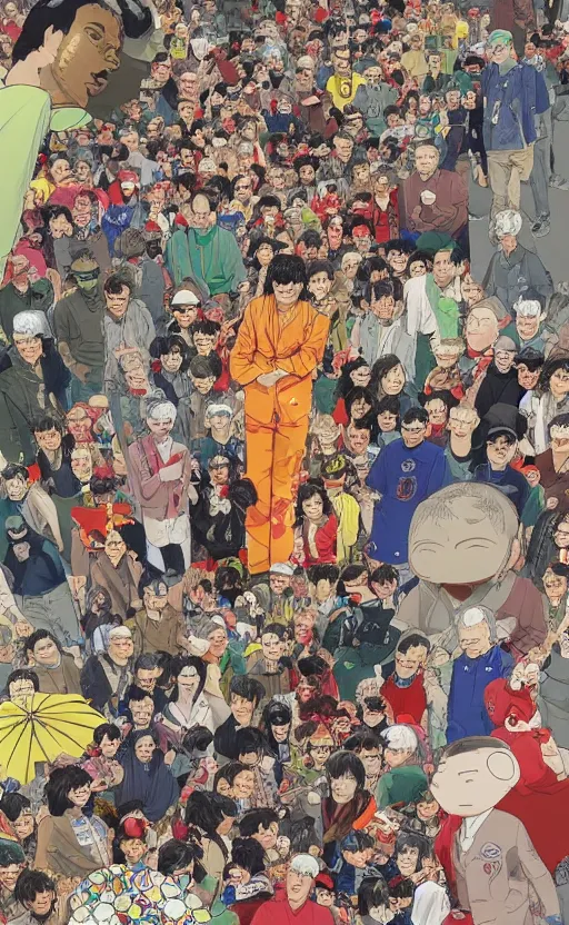 Prompt: a colorful illustration of the end of human species protesting against surpression by artificial intelligence in style of katsuhiro otomo