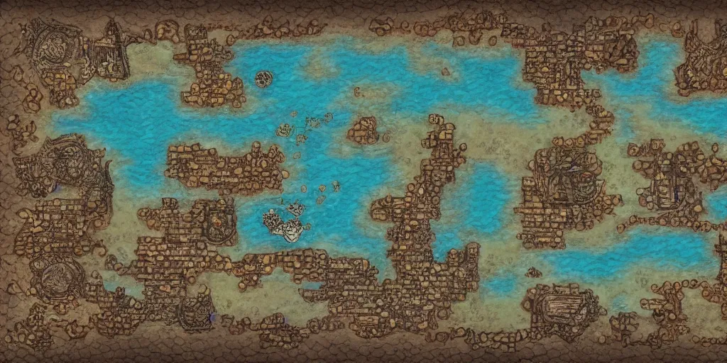 Prompt: fantasy pirate map top down view cohesive