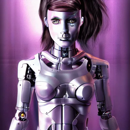 Prompt: cyborg girl by md. h 3, arstation, no blur