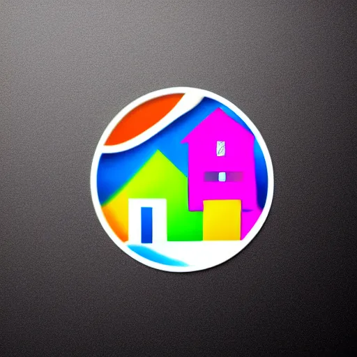 Prompt: logo with house and paint brush, very colorful