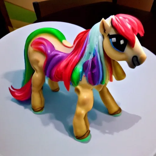 Image similar to a pony made out of candy and sweet and deserts, very detailed, very smooth, very realistic, pov,