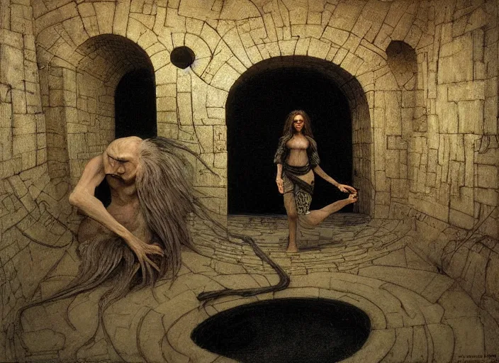 Image similar to jim henson's labyrinth. oubliette. you are in an oubliette : a place where people and things are put to be forgotten by edgar maxence and caravaggio and michael whelan and delacroix style, artistic, intricate painting, cinematic lighting, hyper realistic, extremely detailed, vivid colors, establishing shot, dramatic lighting