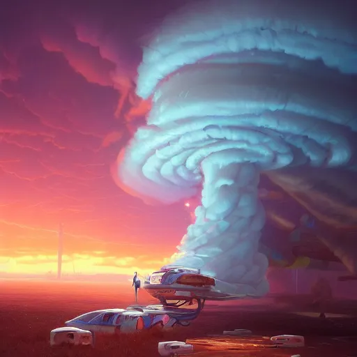 Image similar to highly detailed surreal vfx portrait of a tornado made out of pastel cubes, stephen bliss, unreal engine, greg rutkowski, loish, rhads, beeple, makoto shinkai and lois van baarle, ilya kuvshinov, rossdraws, tom bagshaw, global illumination, detailed and intricate environment