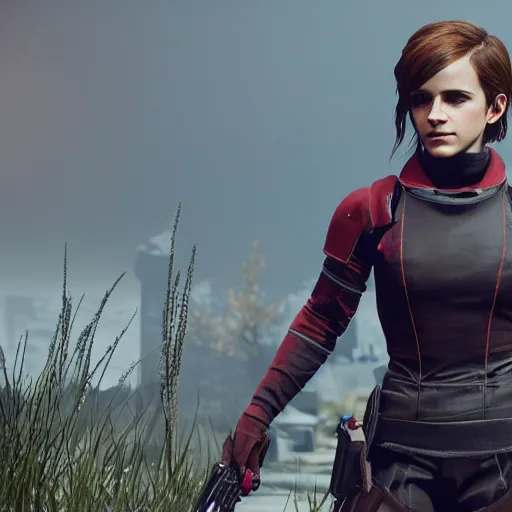 Image similar to emma watson in destiny 2, highly detailed, extremely high quality, hd, 4 k, 8 k, professional photographer, 4 0 mp, lifelike, top - rated, award winning, realistic, detailed lighting, detailed shadows, sharp, no blur, edited, corrected, trending