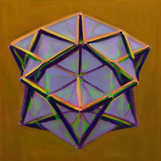 Image similar to a highly detailed and accurate oil painting of an icosahedron