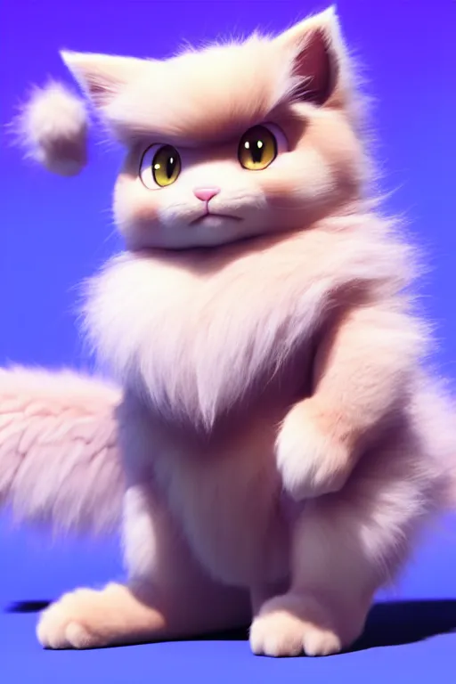 Image similar to high quality 3 d render hyperrealist very cute multipastel fluffy! chimera! cat hybrid with detailed fluffy wings!!, vray smooth, in the style of detective pikachu, hannah yata charlie immer, dramatic blue light, low angle, uhd 8 k, sharp focus