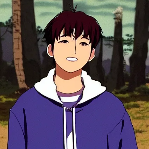 Image similar to “K-pop star Changbin in a studio Ghibli movie”