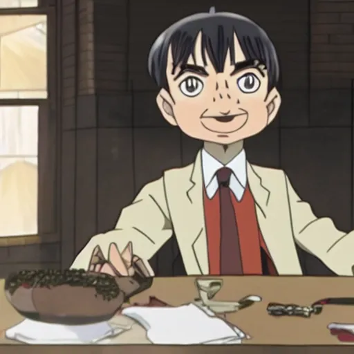 Image similar to A still of Mr Bean in a 2010s anime