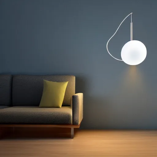 Image similar to a large modern new concept lamp blue florescent light, shape inspired by the woman body, placed in a living room, home design magazine, pencil 3d sketch, HD resolution