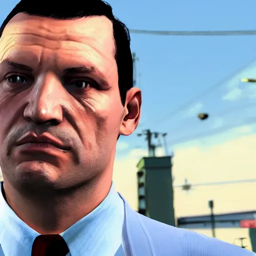 Prompt: screenshot of mateusz morawiecki in GTA V