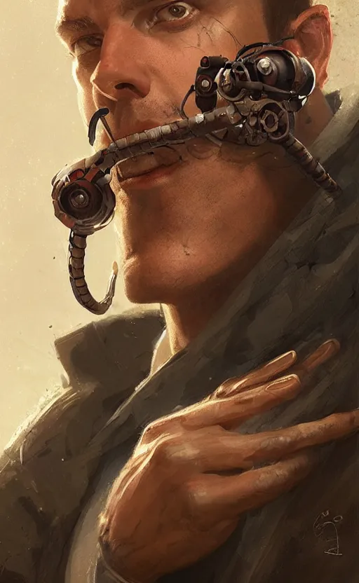 Prompt: Portrait of a Doctor Octopus, male, detailed face, fantasy, highly detailed, cinematic lighting, digital art painting by greg rutkowski