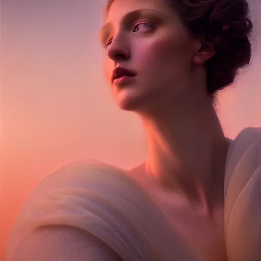 Image similar to photographic portrait of a stunningly beautiful renaissance art nouveau art deco female in soft dreamy light at sunset, contemporary fashion shoot, by edward robert hughes, annie leibovitz and steve mccurry, david lazar, jimmy nelsson, breathtaking, 8 k resolution, extremely detailed, beautiful, establishing shot, artistic, hyperrealistic, beautiful face, octane render