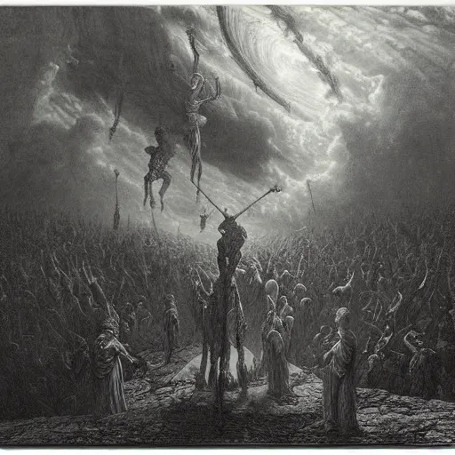 Prompt: painting by gustave dore, epic scale, fantasy