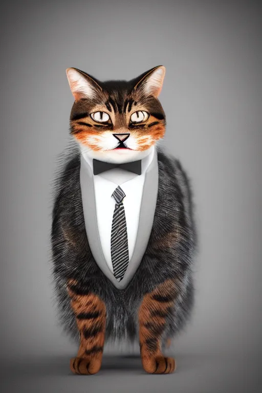 Image similar to a cat wearing a formal overcoat, portait photo profile picture, hyperrealistic concept art, octane render, unreal engine 5, digital art hi