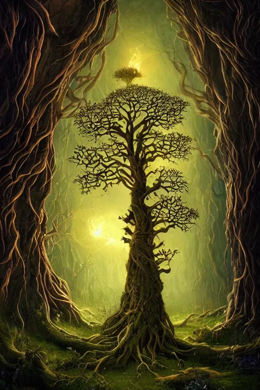 Prompt: a beautiful digital illustration painting of a detailed gothic fantasy fireflies and roots, fantasy tree with heart carved into the bark by benoit b. mandelbrot, steven belledin, martin johnson heade, lee madgwick, caspar david friedrich, and david rios ferreira. 8 k resolution trending on artstation concept art digital illustration