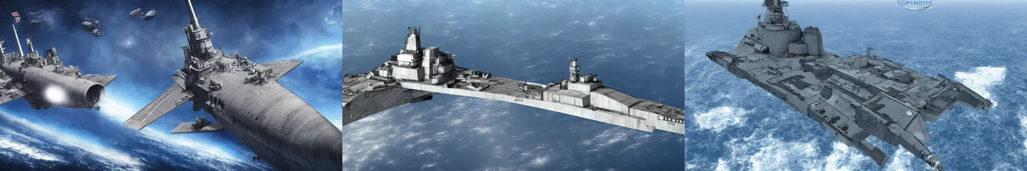 Prompt: tirpitz as a space ship, realistic, highly detailed, realistic, 4K