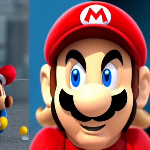 Image similar to Chris pratt as live action mario, mario hat, 4k headshot photography