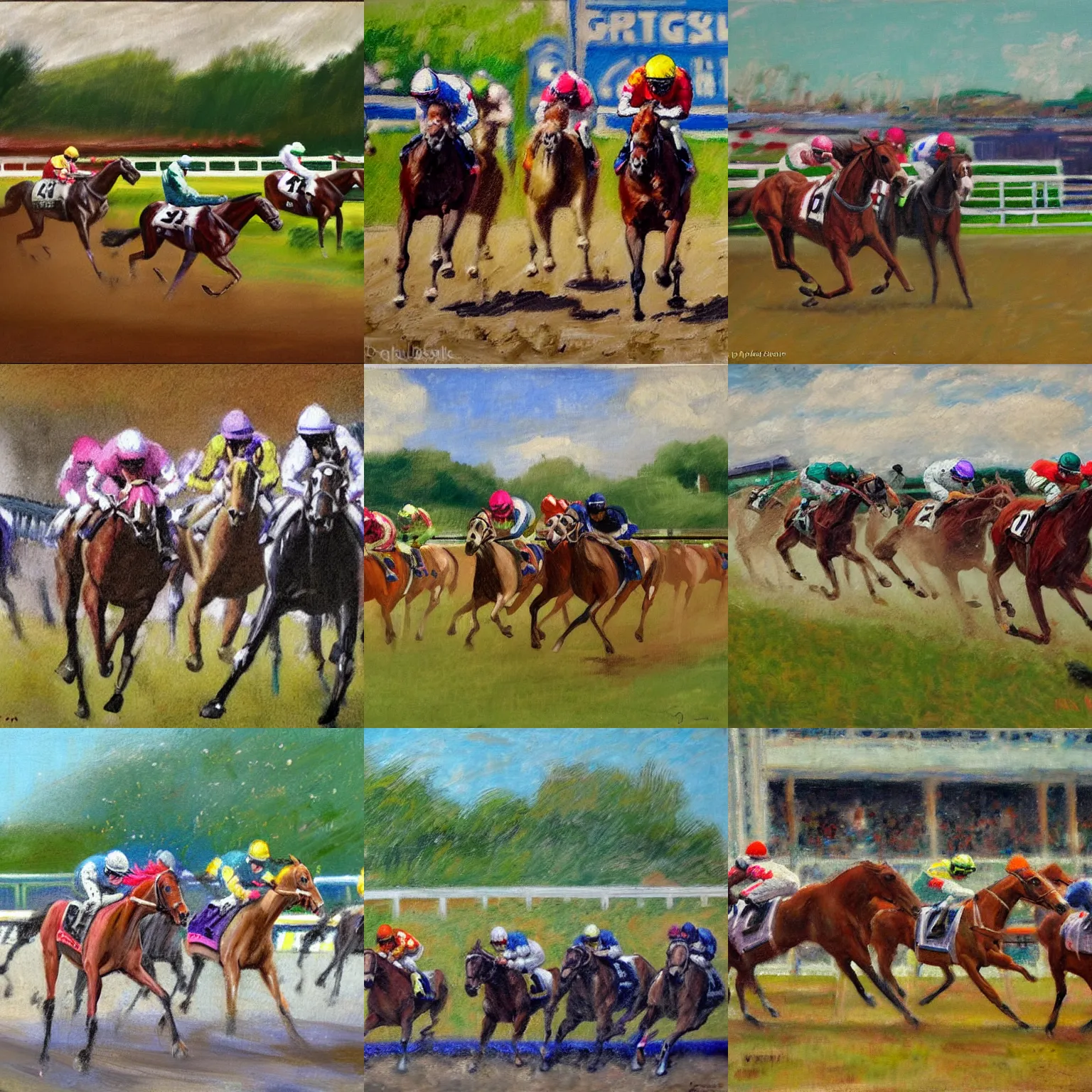 Prompt: horse racing, impressionist