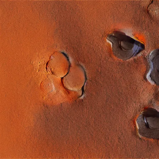 Image similar to painting of cat paw imprint on a mars surface, style of greg rutkowski