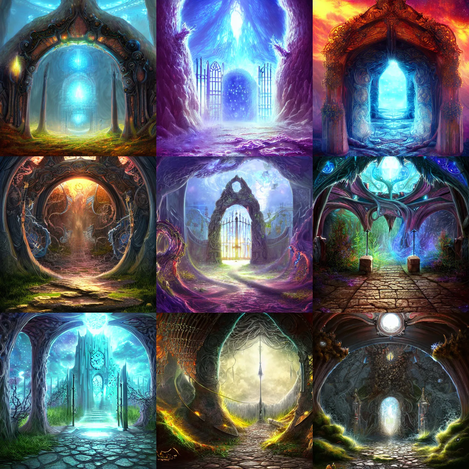 Prompt: The gate to the eternal kingdom of mycelium, fantasy, digital art, HD, detailed.