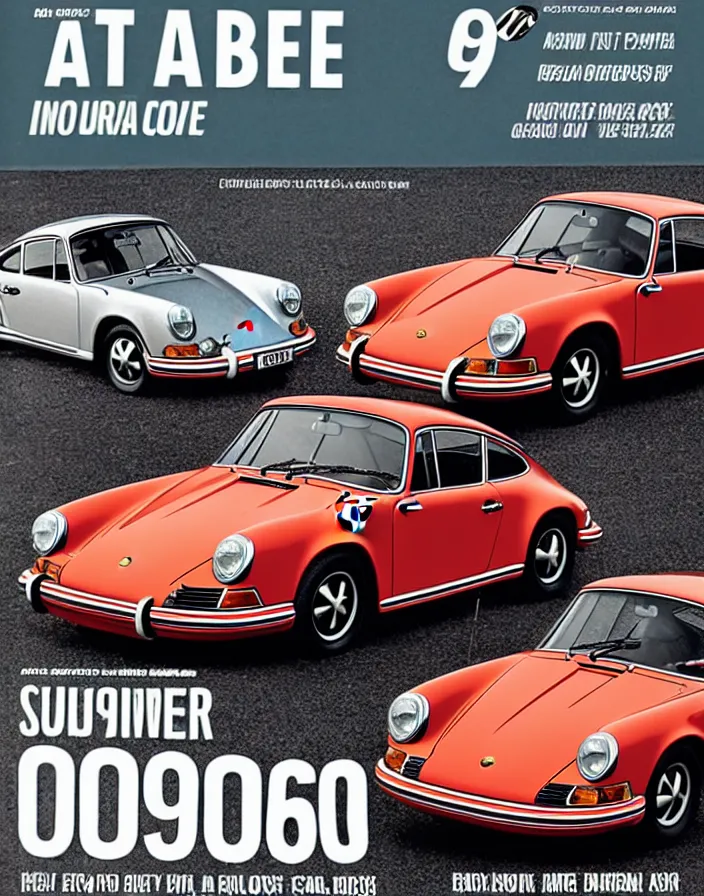 Prompt: porsche 9 1 1 on a 1 9 6 0 cover of automotive magazine