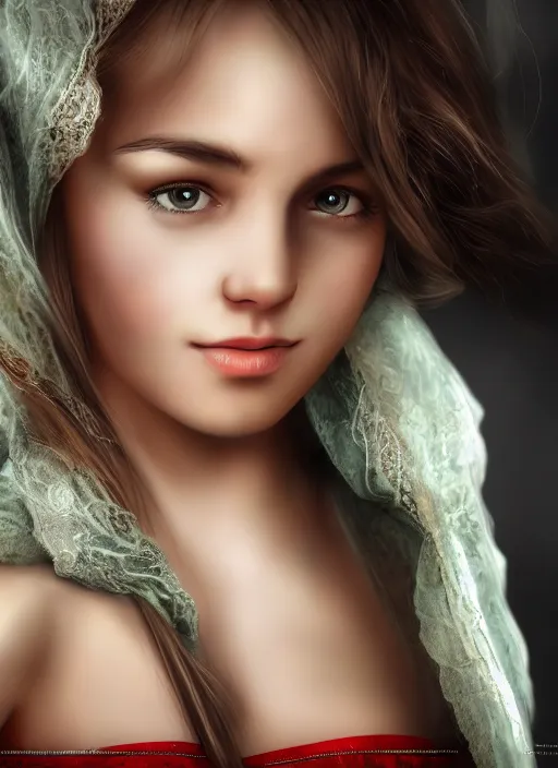 Image similar to a beautiful girl detailed in cloth, realistic, f 8, 4 k hd wallpaper