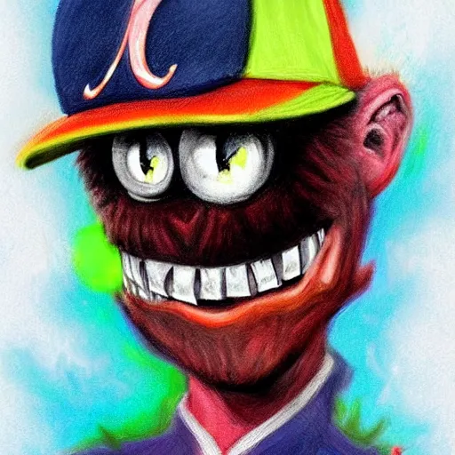 Prompt: baseball monster colorful, digital art, chalk,fantasy, magic, trending on artstation, ultra detailed, professional illustration by Basil Gogos