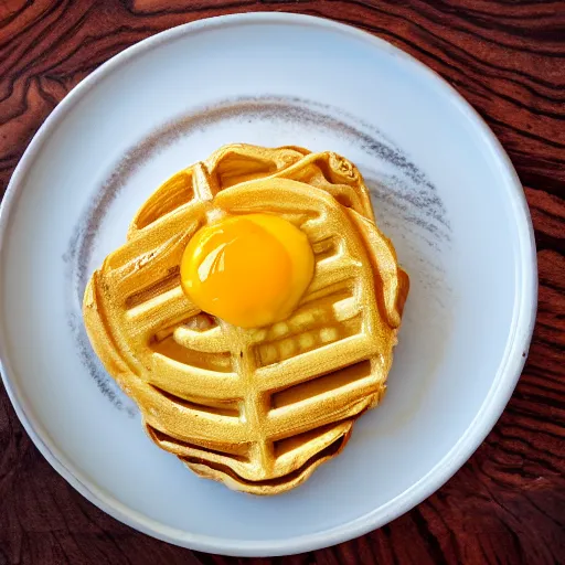 Image similar to golden eggo on a plate