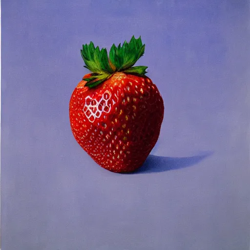 Prompt: painting of a strawberry by rene magritte, hd, 4 k, detailed, award winning