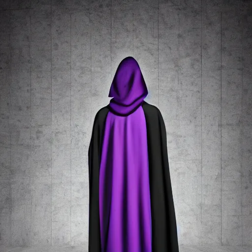 Image similar to grim reaper, purple cloak, full body