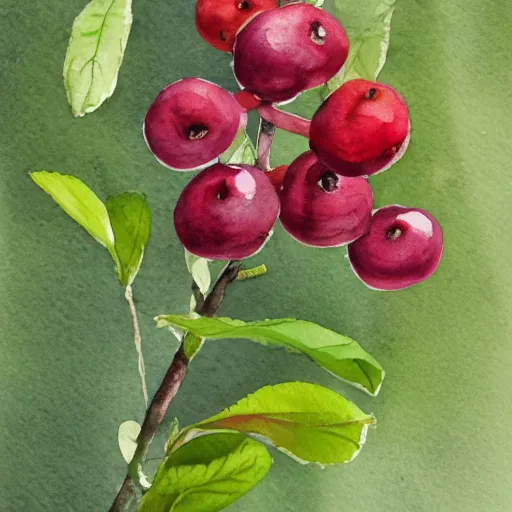 Prompt: lingonberry plant, watercolor