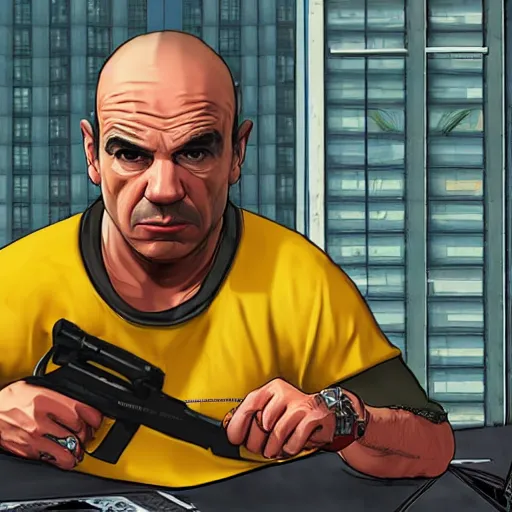 Image similar to Lalo Salamanca from Better Call Saul as a GTA character portrait, Grand Theft Auto, GTA cover art