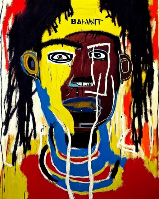 Image similar to stunning realistic portrait painting of a african warrior by jean - michel basquiat