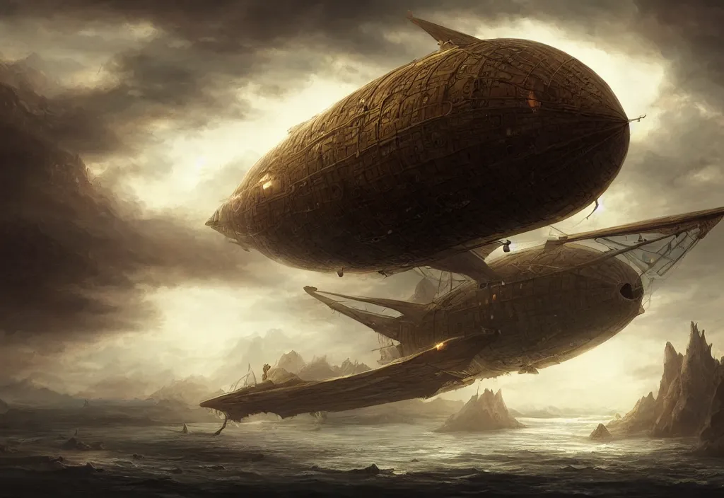 Image similar to a fantasy airship, epic fantasy, detailed, intricate, elegant, digital painting, concept art, smooth, focus, rim light