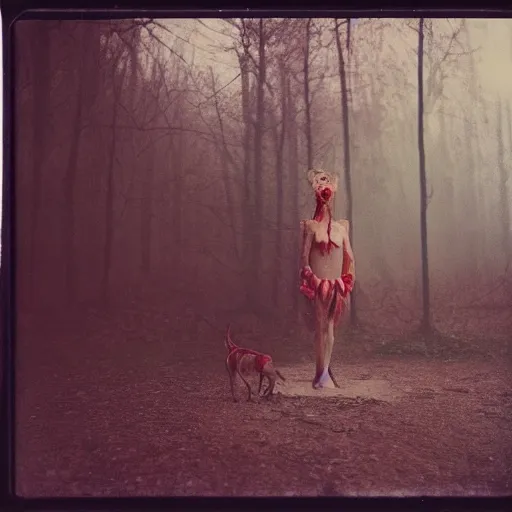 Image similar to kodak portra 4 0 0, wetplate, photo of a surreal artsy dream scene, horror, animal, carneval, grotesque