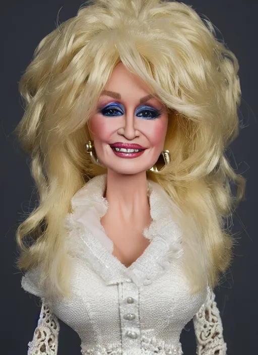 Image similar to dolly parton fashion doll, product image, highly detailed, intricate detail, studio lighting, hd