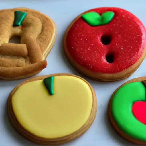 Image similar to apple fruits completely made out of cookies