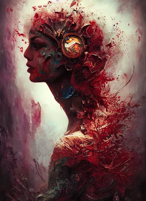 Prompt: the duchess, highly detailed, cinematic, 8 k, by megan duncanson, benjamin lacombe, adrian borda, stanley artgermm, tom bagshaw, craig mullins, carne griffiths, ayami kojima, beksinski, giger, trending on deviantart, hyper detailed, horror, full of colour