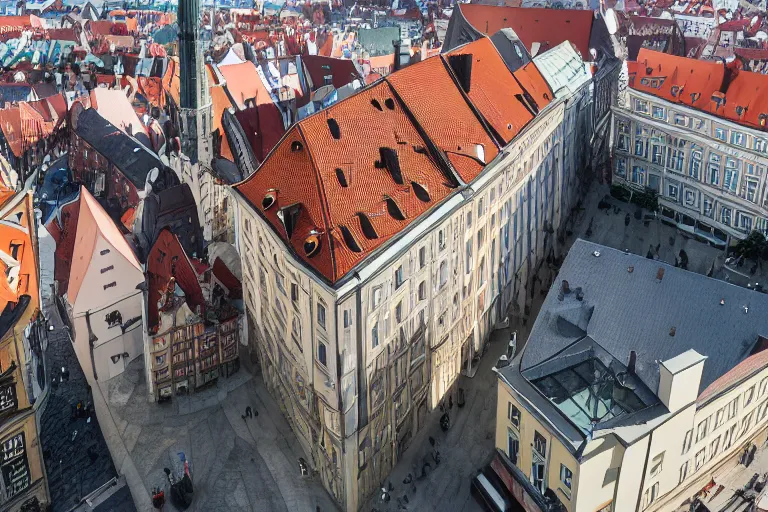 Prompt: office with a view, Wroclaw, architecture photography