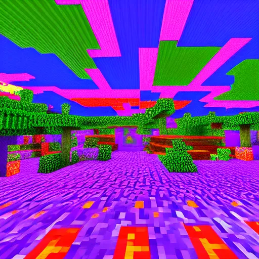 Image similar to psychedelic Minecraft world