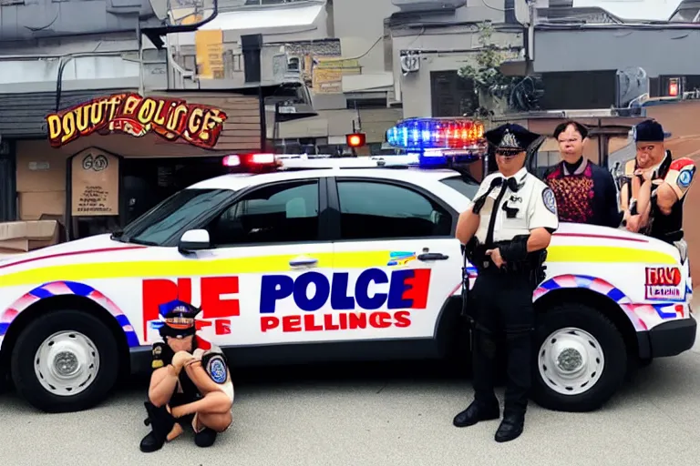 Image similar to donut police cars anime wrapped