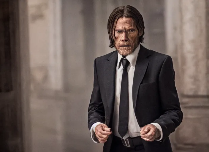 Prompt: willem dafoe, movie still, from the new john wick movie, 8 k, realistic