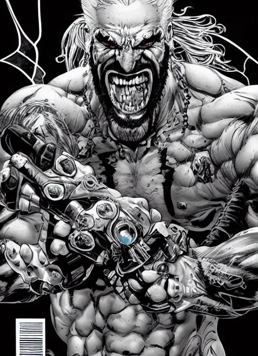 Image similar to first issue of lobo comic book cover art by ariel olivetti, au naturel, hyper detailed, digital art, trending in artstation, cinematic lighting, studio quality, smooth render, unreal engine 5 rendered, octane rendered, art style by klimt and nixeu and ian sprigger and wlop and krenz cushart