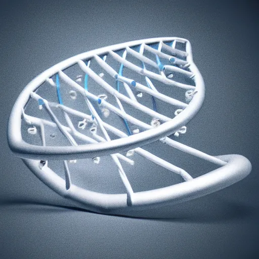 Prompt: model of DNA helix, blue and grey, studio light, octane render, soft filter